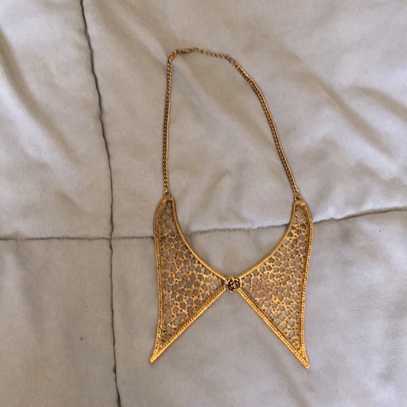 Women’s Metal Necklace, Collar or Bib Style, Floral and Filigree - Picture 2 of 2